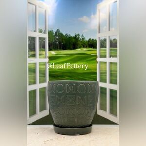 Mr. Forest Green Ceramic Planter Pot with saucer attached
